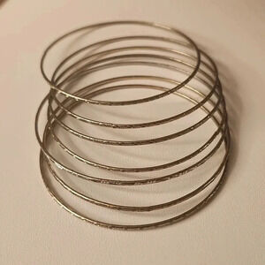 7 Silver Skinny Bangle Bracelet